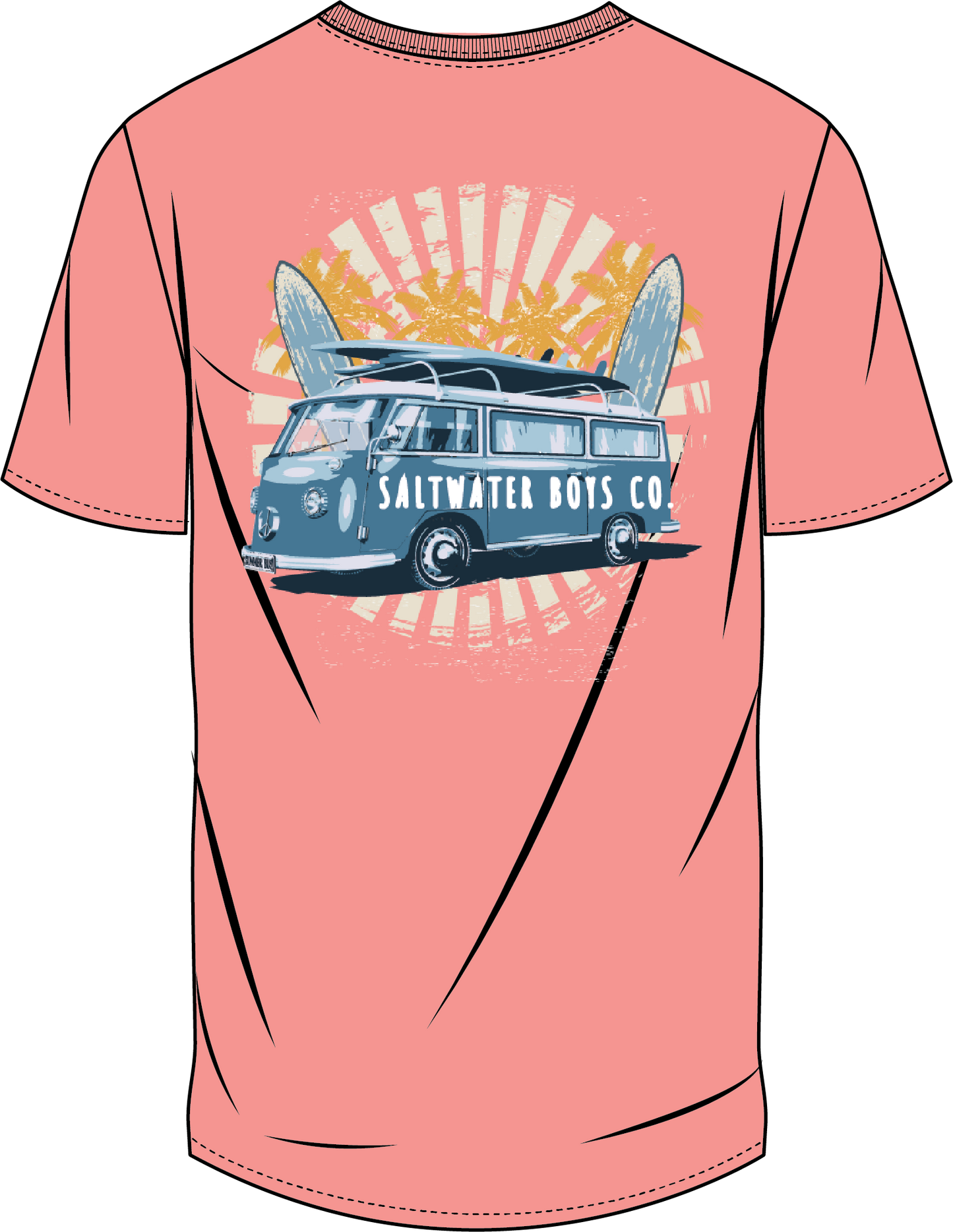 SURF VAN SS BOYS GRAPHIC TEE CORAL